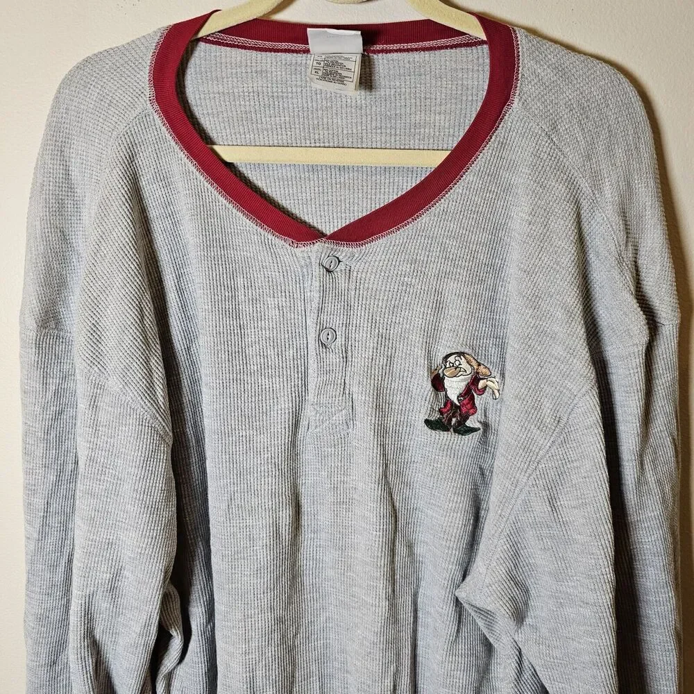Disney Snow White Thermal Long Sleeve Gray Pajama Top - Picture 13 of 13